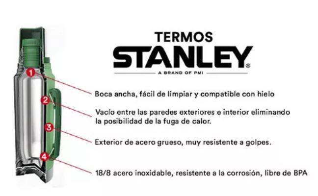 Termo STANLEY Clasico 950 ML Con Manija Y Tapon Cebador – Trown