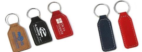 LLAVERO ECO-CUERO COLORES VARIOS, IMPRESO 1 COLOR SIMPLE FAZ (2 formas)