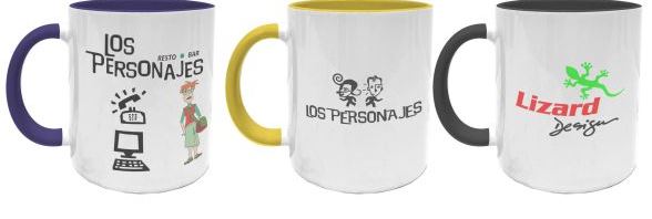 Taza Ceramica con asa e interior de color