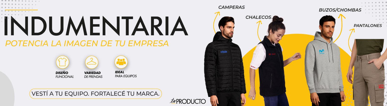 Chalecos, camperas, bermudas, remeras, buzos y pantalones con logo de tu empresa